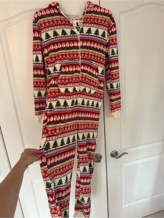 Forever 21 Other - Forever 21 Multicolor Holiday Festive Fleece Zip-Up Onesie Size S